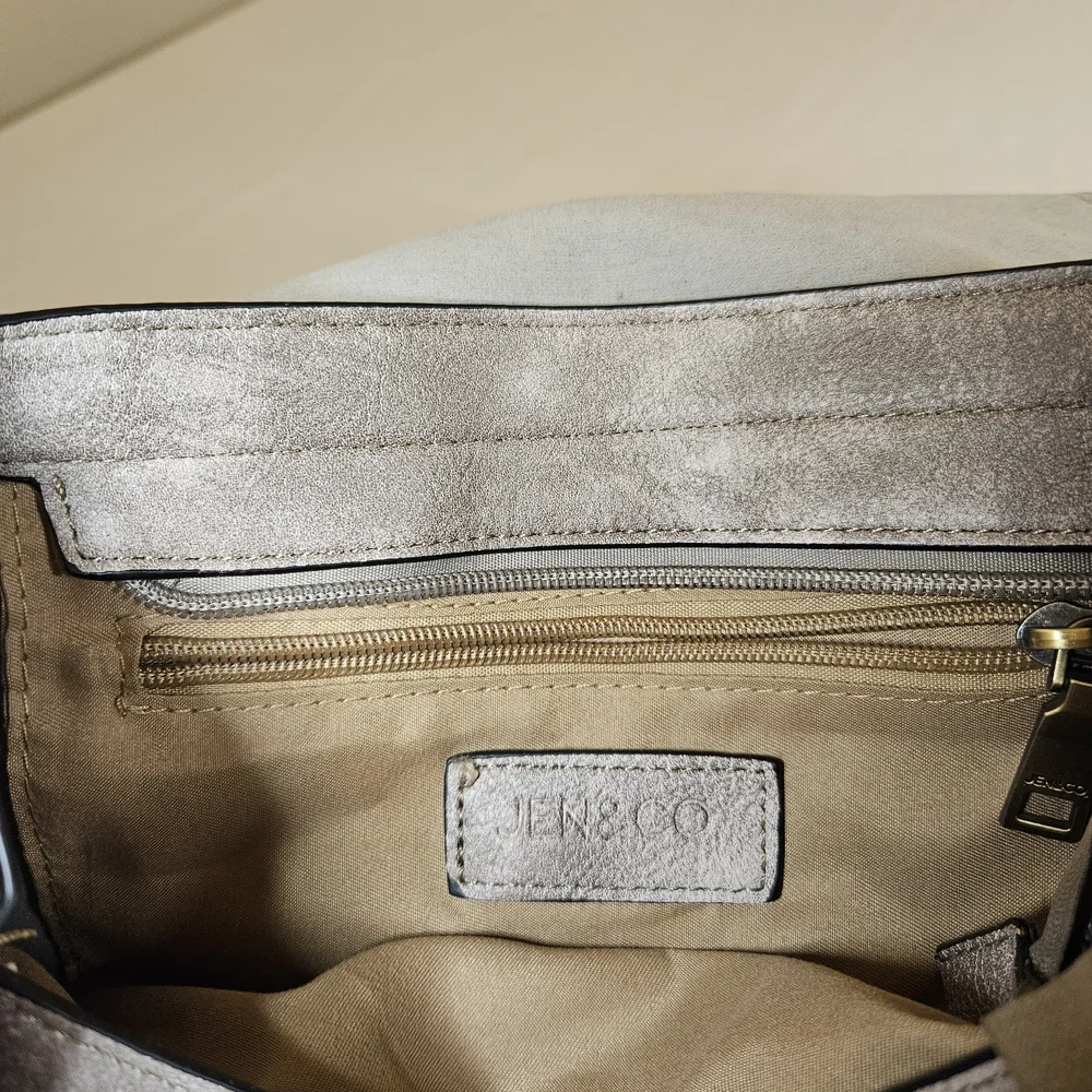 Taupe Faux Suede Studded‎ Flap Backpack